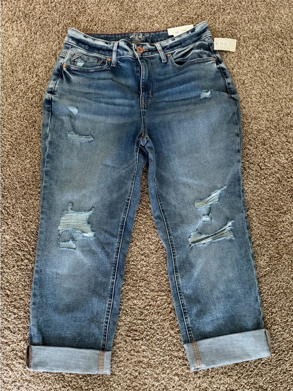 Maurices Distressed Mid Blue Boyfriend Jeans
